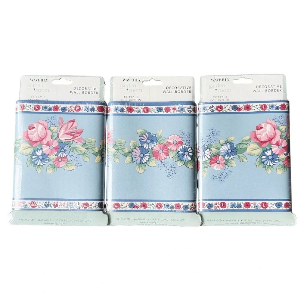 Waverly Garden Room Cottage Collection Hillside Floral Wall Border - 3 included